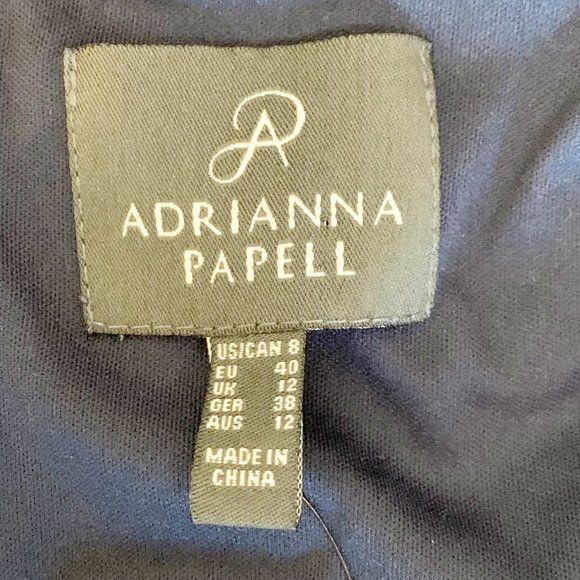 Adrianna Papell | Women's Navy Blue Lace & Chiffon Evening Gown | Size: 8 - Picture 5 of 13